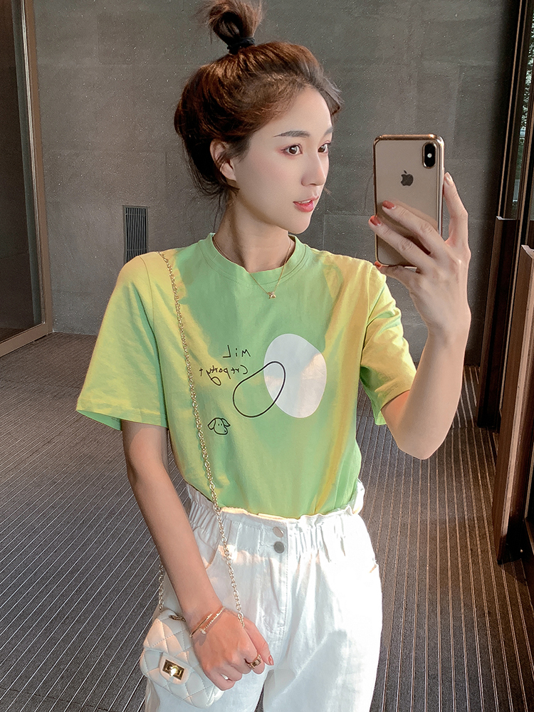 femmes 2019 nouvelle version coréenne de l'afflux de la personnalité de l'impression de t-shirt de mode pour la femme joker tops ultra-feu cec de l'équipage cou à manches courtes femmes femmes 2019 nouvelle version coréenne de l'afflux de la personnalité de l'impression de t-shirt de mode pour la femme joker tops ultra-feu cec de l'équipage cou à manches courtes femmes