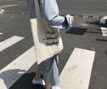 AL homemade dark green French print canvas bag ins womens bag tote bag wild new eco-friendly bag 2021