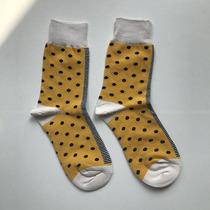 Albo point color matching splicing tube socks turmeric small polka dot personality tide socks men and women winter cotton socks double 11