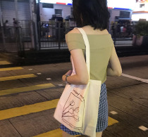 AL original homemade tulip canvas bag ins popular wild bag shoulder bag womens bag Europe America Japan and South Korea