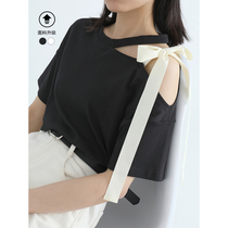 VEGA CHANG short sleeve T-shirt female summer 2021 New Korean version versatile niche design bow strapless shirt
