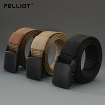 Burhy and outdoor belts Men and women No metal Youth Canvas Belt Fitness Tactical Smooth Buttoned Nylon Pants Strap