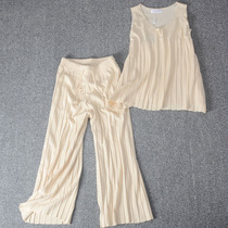 Ogoods Sleeveless Casual Knit Ice Silk Loose name Yuanyuan Fashion Suit Woman summer temperament Fashionable Ocean Broadlegged Pants
