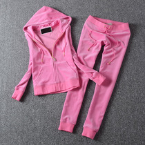 Spring Autumn Season 2022 New Temperament Fashion Velvet Sport Suit Woman Sashimi Slim Long Sleeve Casual Two-piece Set
