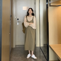 Gentle ~ Pregnant Womens Autumn Set Fashion 2021 New Korea Slim Strap Dress Casual Spring and Autumn Dress