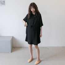 Pregnant women copper ammonia silk dress summer dress temperament thin summer can breastfeeding shirt dress casual fashion