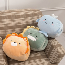 Small dinosaur warm hand cover pillow cartoon pillow sleeping winter warm hand plush cute pillow cover hand artifact