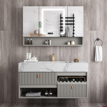 Light luxury Rock board bathroom cabinet combination modern simple toilet wash table hand wash basin cabinet solid wood