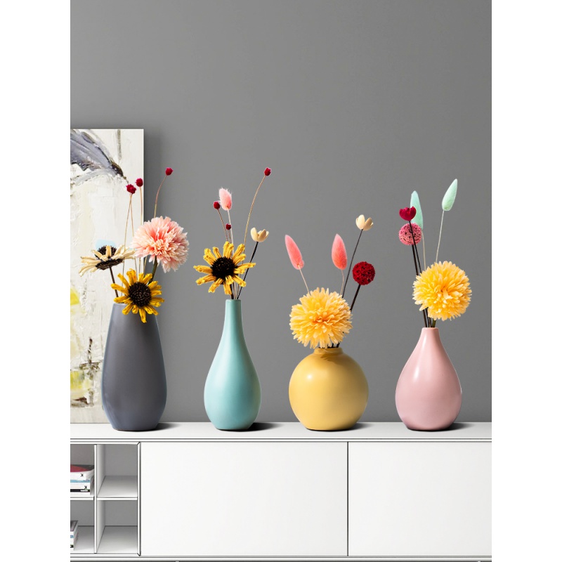 Chinese northern small pure and fresh and ceramic colored vases furnishing articles table flower arrangement sitting room home decoration process