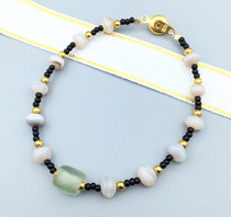 Ancient beads R8836A32-Ancient green Roman glass beads tied around Agate beads hand string 7 4mm5 7g