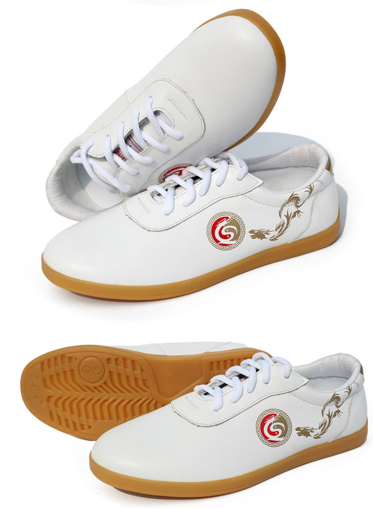 乔尚新款太极鞋 男女头层软牛皮牛筋底白色功夫鞋 软底防滑