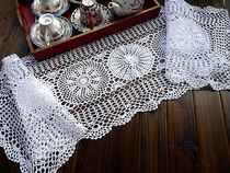 外贸美式乡村纯棉立体手工钩针桌旗多用盖巾35X110 120 130CM超值