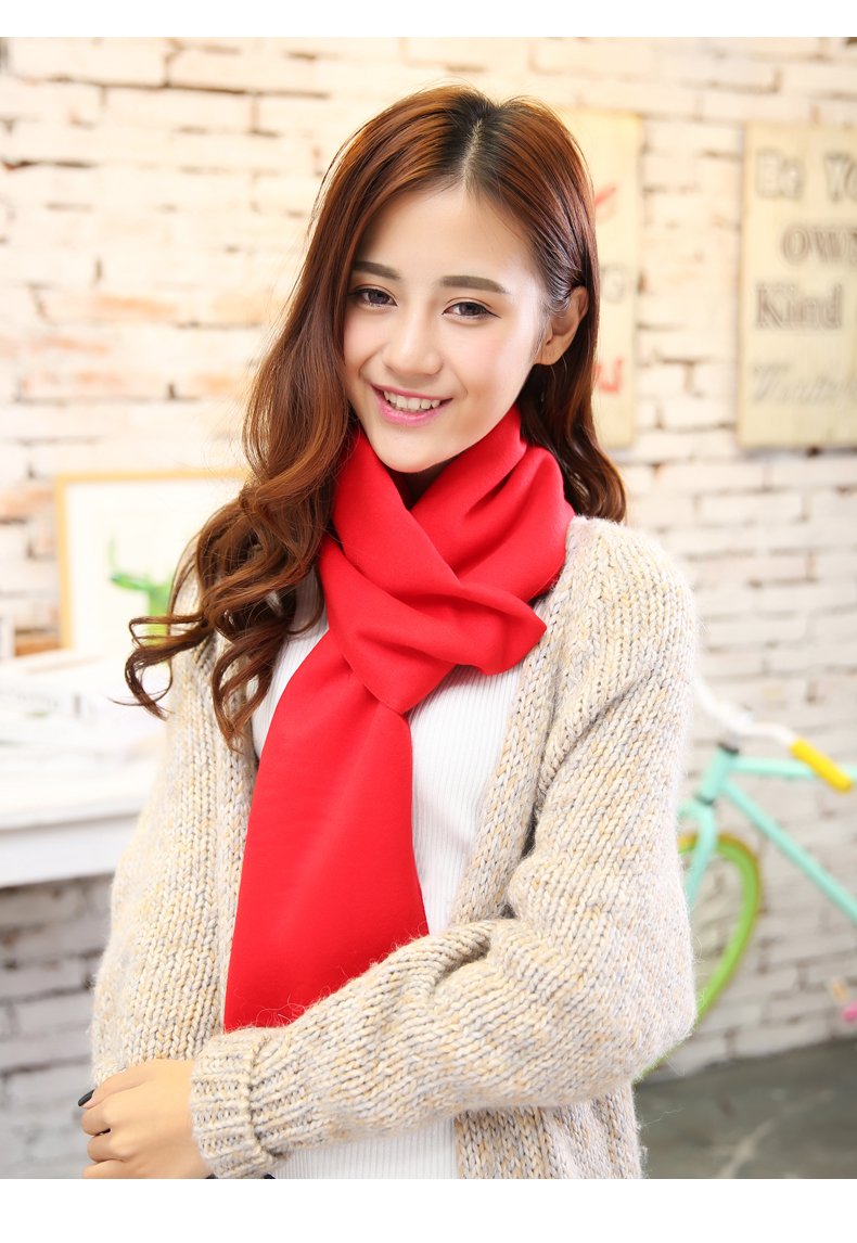 米白纯色围巾女秋冬款韩版女百搭学生ins少女软妹围巾日系小清新_51券