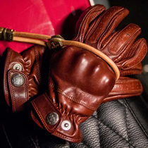 Fulu garage North African soft glutinous small sheep leather-made retro locomotive Moto armor leather riding gloves