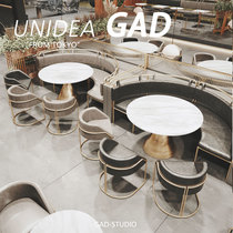 UN Industrial Wind Customized Themed Restaurant Catering Restaurant Bar Clear Bar Arc Semicircular Card Desk and Chair Combination
