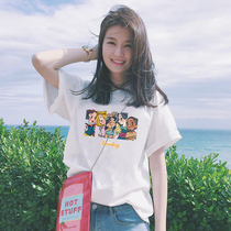 Purple Short Sleeve 2022 Summer New Wave Loose Korean version pure cotton half sleeve blouses net red t-shirt female ins superfire