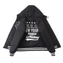 MLBNY winter dress with cap cotton clothes 2019 Winter fit men Loose Casual Letters Pocket Cotton Thickened Jacket