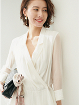 BEEWOOD Bi Wutong original high-end custom womens wide-leg pants suit pleated silk mulberry silk two-piece set