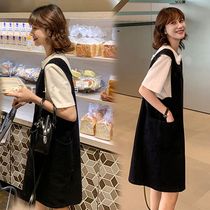 Gestational Maternity suit Summer boomers Fashion Minus Age Ocean Gas Little Sub Denim Dress Pure Cotton T-shirt Leisure Two Sets