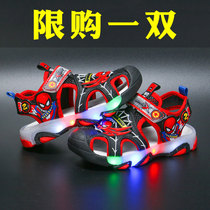 Childrens shoes Boy sandals 2022 new summer childrens glowing Spider - Man beach shoes in large childrens bag slippers