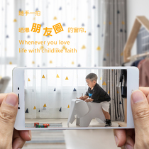 Childrens room curtains lns wind window screen Boy Girl bedroom bay window white yarn Cartoon short curtain semi-shading balcony screen