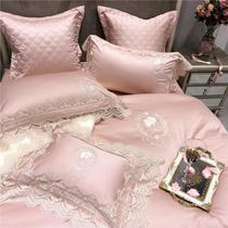 French high-end 140 cotton lace four-piece embroidery Egyptian long-staple cotton European princess style 1 8m bedding