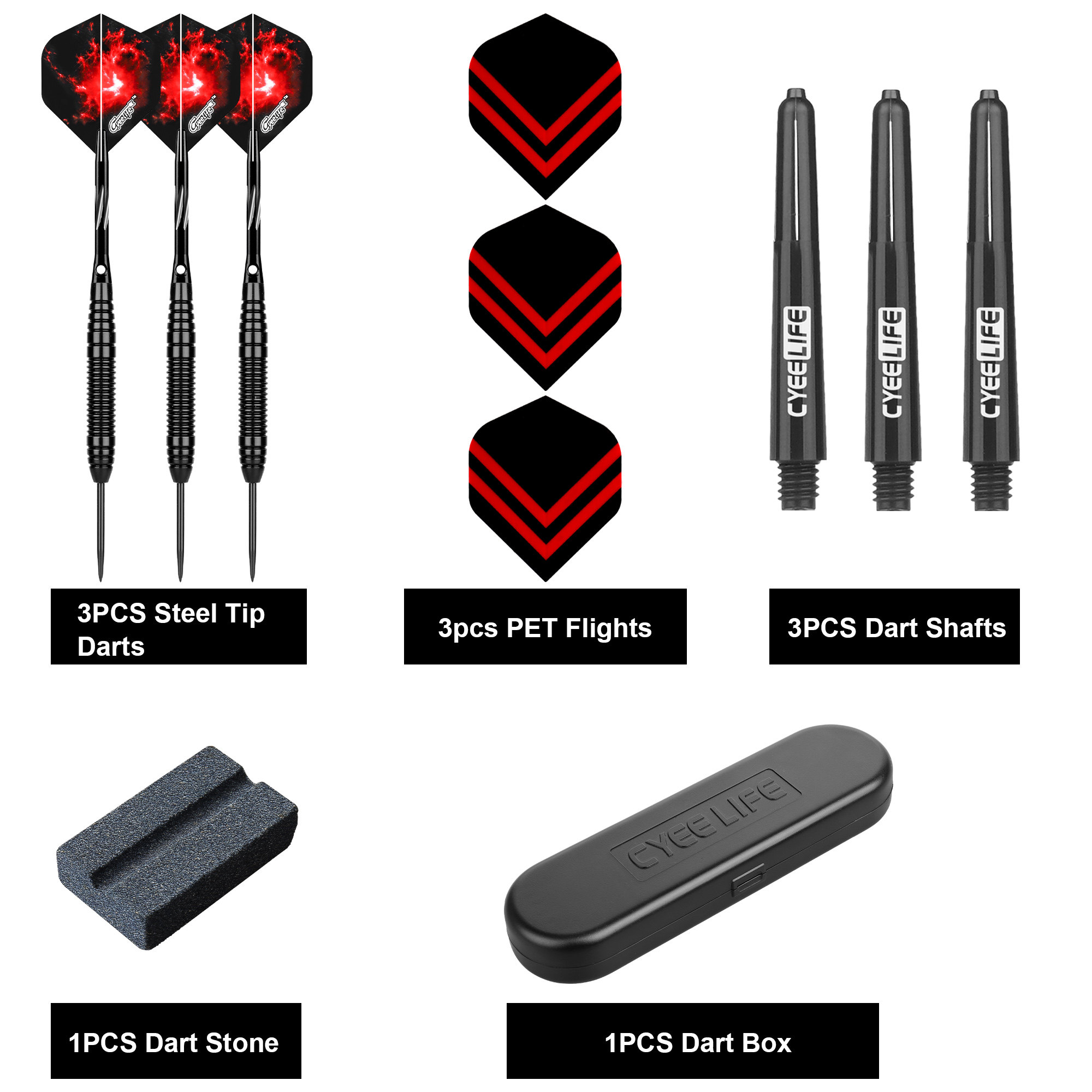 CyeeLife 22g Hard Dart, Steel Needle, Home Entertainment Practice Competition, Drop Resistant, Professional Hard Flying Tag, Free Shipping (1627207:32980706284:Color classification:Black version -3 darts)