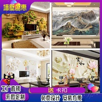 Customized Chinese landscape 3D bamboo and wood fiberboard painting 5d wall panel quick-loading board painting 8d living room background integrated board painting