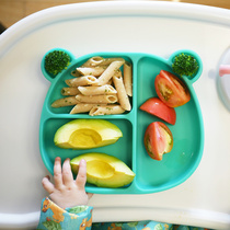 Korean direct mail mommy bear childrens adsorption plate High-quality silicone childrens plate baby food supplement plate