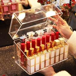 Lipstick storage box dust-proof desktop multi-grid cosmetics lipstick rack storage and organization box transparent with lid