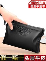 Treasure Chic Kangaroo Head Layer Pure Bull Leather Hand Grip Bag Handout Bag Men Leisure Business Envelope Bag Large Capacity New