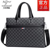 Tianhong Kangaroo Mens handbag Handbags Mens business Plaid briefcase Yoko-style Diagonal Satchel Bag computer bag Large capacity