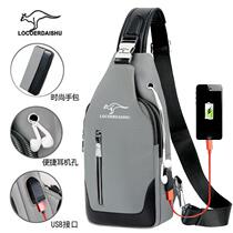 (Ruk Kangaroo) Waterproof And Abrasion Resistant Chest Bag Mens Bag Mens Diagonal Satchel Bag Single Shoulder Bag Small Backpack Chest Front Bag Casual