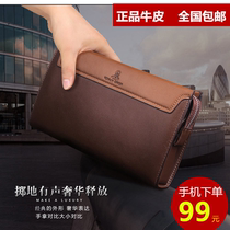 Headlayer Bull Leather Mens Handbag Large Capacity Hand Holding Bag Minimalist Mens Bag Business Hand Grab Bag Bull Leather Bag