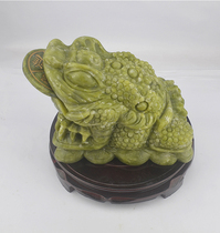 Natural jade polished golden toad ornaments Lucky three-legged golden cicada King-size toad opening gift Home decorations