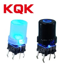 6*6*15 6mm illuminated switch plug-in transparent button is pressing the illuminated switch 4pin blue and green two-color button