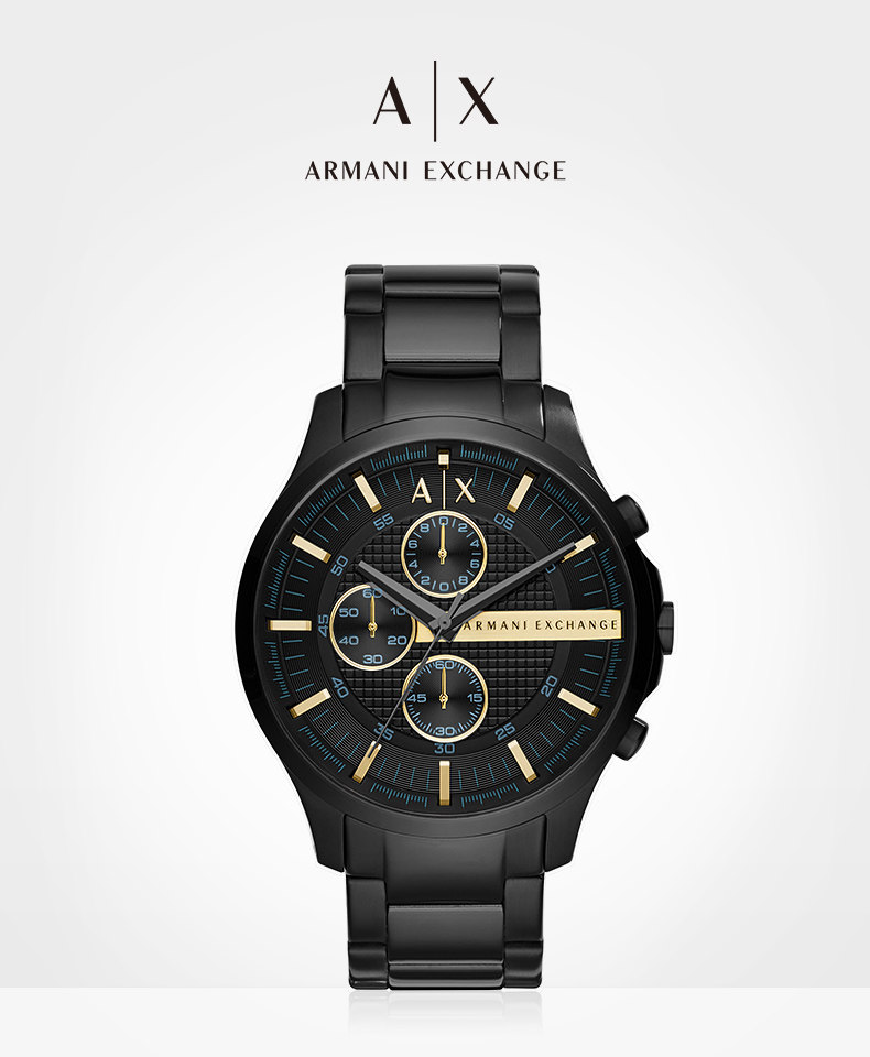阿玛尼手表男armani exchange 黑色多功能男士石英腕表ax2164_享优惠