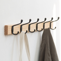 Solid Wood clothes hook wall hanging non-perforated door rear adhesive hook Wall porch bedroom coat hook hanger clothes row hook