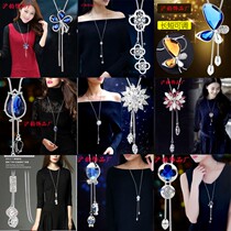 South Korea 100 hitch necklace woman long necklace with pendant hanging accessories Accessories Crystal Pendant Sweater Chain Decorations Brief