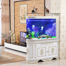 European-style bullet home living room eco-free water change custom ultra-white glass gold dragon bottom filter large fish tank aquarium