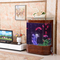 Imitation mahogany color double round golden dragon fish tank aquarium living room small household floor-to-ceiling glass ecological free water change