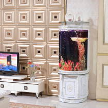 European-style semi-circular bottom filter living room home eco-free water change custom ultra-white glass golden dragon big fish tank aquarium