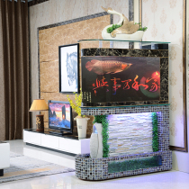 European-style bullet head Jinlong water curtain wall fish tank landscaping living room ecological aquarium glass small fish tank household partition