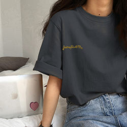 2024 New Spring and Summer Couple Women's Clothes Chic Niche Design Upper Clothes Right Shoulder Short Sleeve T-shirt Trendy Ins