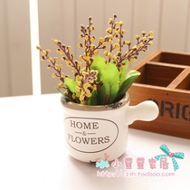 Simulation flower set fake flower small bonsai home decoration bonsai mini desktop green plant potted