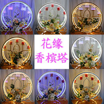 2021 new wedding props Champagne tower floral iron European-style wine tower candlestick dual-use luminous cup tower wishing table