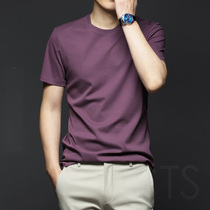 Tide Card Ice Silk Short Sleeve T-Shirt Male Summer New Pure Cotton Half Sleeves Clothes Trendy Silk Light Cotton Pure Color Compassionate Mens Clothing