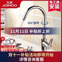 Jiumu kitchen faucet cold and hot water Full copper washing basin pool sink water purification direct drinking faucet household rotatable