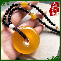 Shaanxi Xian Lantian jade Topaz pith Pingan buckle Furong Jade Pingan buckle jade sweater chain natural