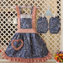 womens anti-fouling cotton ethnic style work clothes for kitchen cooking apron western style hoodie fashionable western-style waistband